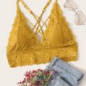 Floral Lace Crisscross Back Longline Bralette