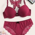 Floral Lace Cutout Crochet Lingerie Set