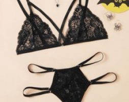 Floral Lace Harness Lingerie Set