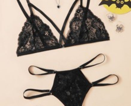 Floral Lace Harness Lingerie Set