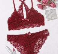 Floral Lace Scallop Trim Lingerie Set
