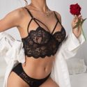 Floral Lace Scallop Trim Underwire Lingerie Set