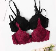 Floral Lace Scalloped Bra Set – 2 Pack