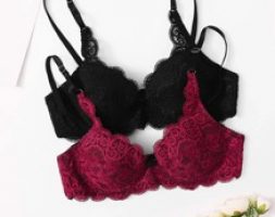 Floral Lace Scalloped Bra Set – 2 Pack