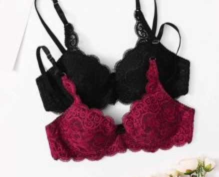 Floral Lace Scalloped Bra Set – 2 Pack