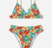 Floral Pattern Bikini Swimsuit