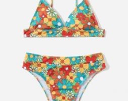 Floral Pattern Bikini Swimsuit