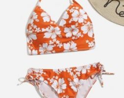 Floral Pattern Bikini Swimsuit