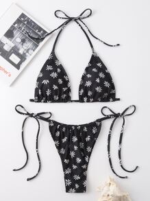 Floral Pattern Bikini Swimsuit