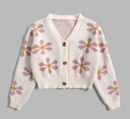 Floral Pattern Button Front Cardigan