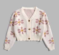 Floral Pattern Button Front Cardigan