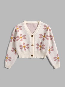 Floral Pattern Button Front Cardigan