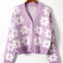 Floral Pattern Button Front Cardigan