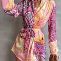 Floral Print Belted Kimono