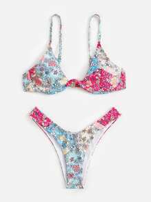 Floral Print Bikini Swimsuit