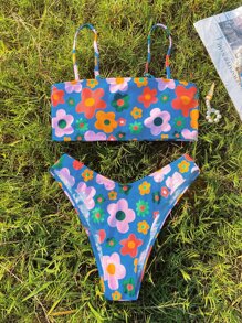 Floral Print Bikini Swimsuit