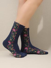 Floral Print Crew Socks