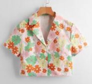 Floral Print Crop Blouse