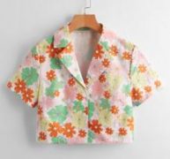 Floral Print Crop Blouse