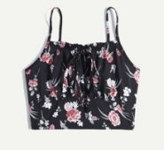 Floral Print Drawstring Cami Top