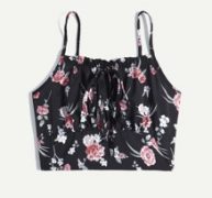 Floral Print Drawstring Cami Top