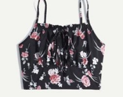 Floral Print Drawstring Cami Top