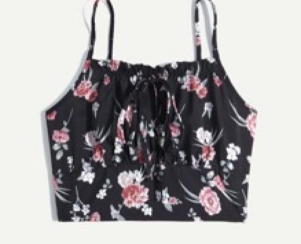Floral Print Drawstring Cami Top