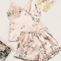 Floral Print Satin Cami PJ Set