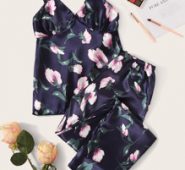 Floral Print Satin Cami PJ Set
