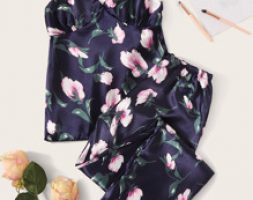 Floral Print Satin Cami PJ Set