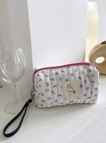 Floral Print Zipper Makeup Bag