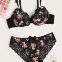 Floral Push Up Lingerie Set