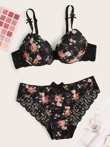 Floral Push Up Lingerie Set