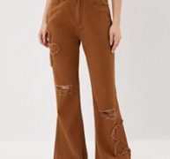 Floral Ripped Flare Leg Jeans