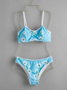 Floral Ruched Bikini Swimsuit