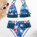 Floral Ruffle High Waist Bikini Swimsuit