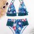 Floral Ruffle High Waist Bikini Swimsuit
