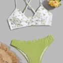 Floral Scallop Trim Bikini Swimsuit