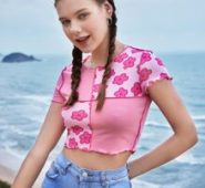 Floral Seam Front Lettuce Trim Tee