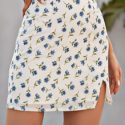 Floral Split Hem Bodycon Skirt