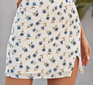 Floral Split Hem Bodycon Skirt