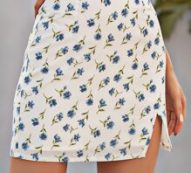 Floral Split Hem Bodycon Skirt