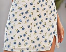 Floral Split Hem Bodycon Skirt