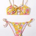 Floral Tie Side Bikini Swimsuit