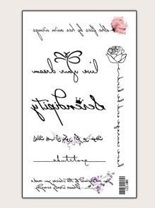 Floral & Letter Graphic Tattoo Sticker