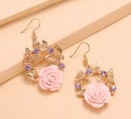Flower Charm Drop Earrings