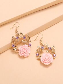 Flower Charm Drop Earrings