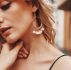 Flower Decor Hoop Drop Earrings 1pair