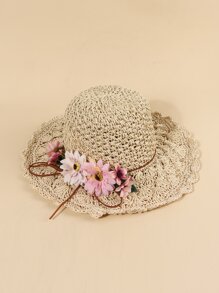 Flower Decor Straw Hat