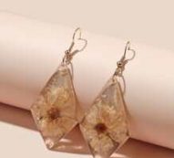 Flower Design Geometric Drop Earrings